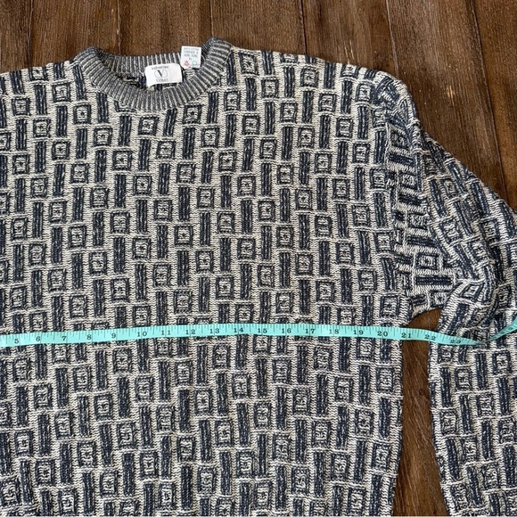 Vintage Men’s 90s Crewneck Sweater Black Blue White Patterned Valentino Garavani - Picture 3 of 8
